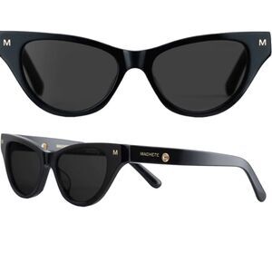 Machete Sunglasses DESIGNER Italian Cat Eye  Black Gold Suzy New With Tags